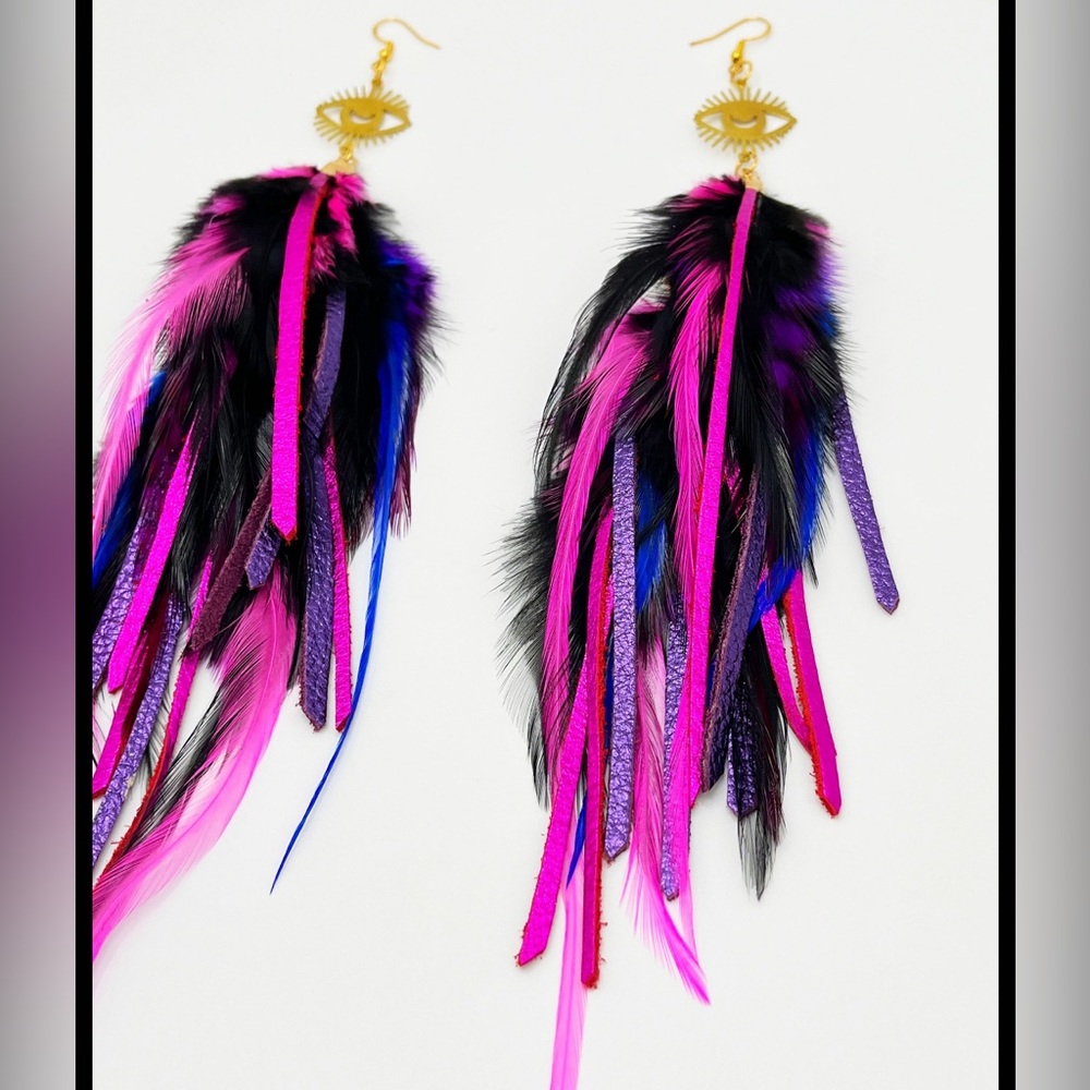 Vibrant Feather Earrings